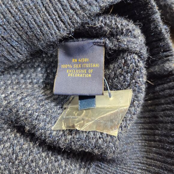Vtg Polo Ralph Lauren Men's Quarter Button Pullover Sweater Tussah Silk‎ Blue XL - Picture 5 of 10